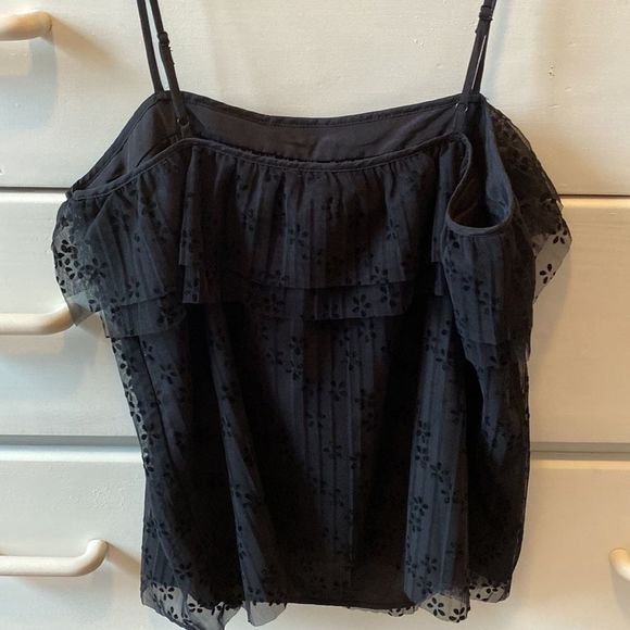 NWT J CREW FIUTTERY LACE CAMI TOP IN BLACK SZ XS - Picture 5 of 9